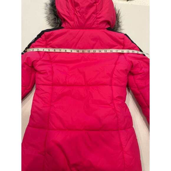 Calvin Klein Jeans Girls Pink Puffer Jacket Faux Fur Hood Size L (12/14) - Picture 4 of 6